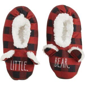 NWT Rae Dunn Boys and Girls Little Bear Plush Faux Fur Lining Plaid Christmas Co